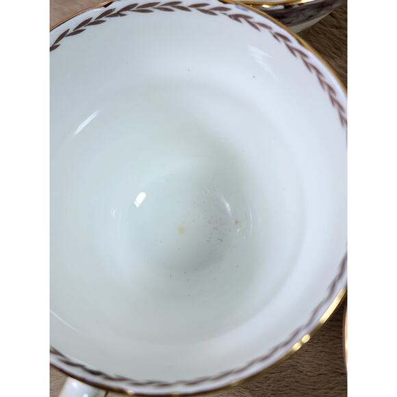 Woodland Dell Teacup Mug Sutherland Bone China Gold Trim Made in England x4 Vtg - Picture 9 of 14